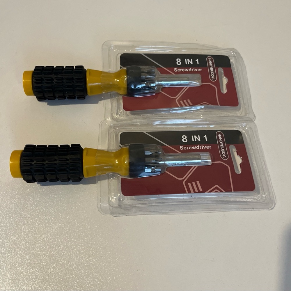 Screwdriver Handy Buddy 8 in 1 Yellow and Black Screwdriver Set New includes 2